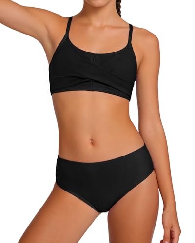 Image of Century Star Girls Swimsuits for Teens Bikini 2026 Solid Teen Bathing Suits Adjustable Straps Swimwear Padded 8-15 Years