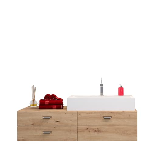 Preisvergleich Produktbild trendteam smart living - Waschbeckenunterschrank Unterschrank - Badezimmer - Geo - Aufbaumaß (BxHxT) 140 x 50 x 53 cm - Farbe Artisan Eiche - 175134192