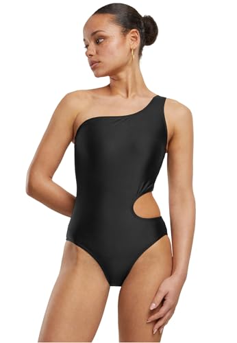 Urban Classics Tb6888-ladies Asymmetric Cut out Swimmsuit Parte Superior de Bikini, Negro, S Mujeres