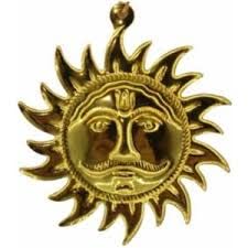 Brass Sun Lord Sun Idol Suraj Surya Murti Statue Copper Decorative Showpiece f Decorative Showpiece - 18 cm (Brass, Copper)