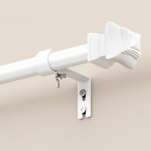 WELDUN Tringle à rideaux extensible en métal - Blanc - 80-270 cm - Diamètre 19 mm - Robuste - Avec supports - Décoration pour chambre à coucher, salon ou...