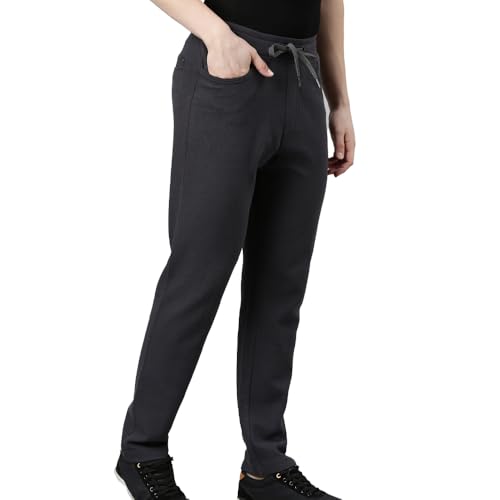 Image of F A S O Men's Cotton Track Pants - Casual Fit, Ottoman Fabric, Denim Pocket, Invisible Back Pocket, Adjustable Drawcord Waist - Gym, Workout, All-Day Comfort Lounge Joggers