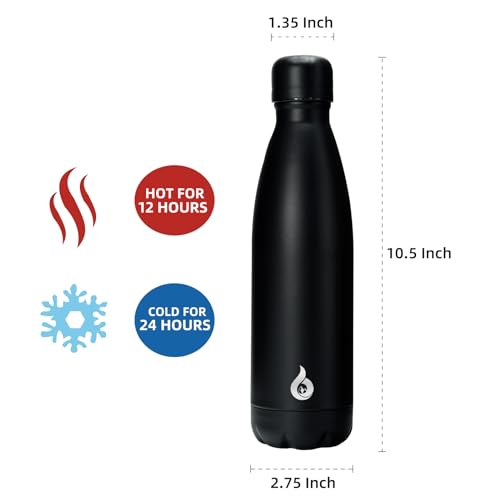 Image of BJPKPK Insulated Water Bottle 17oz Stainless Steel Water Thermal,Black