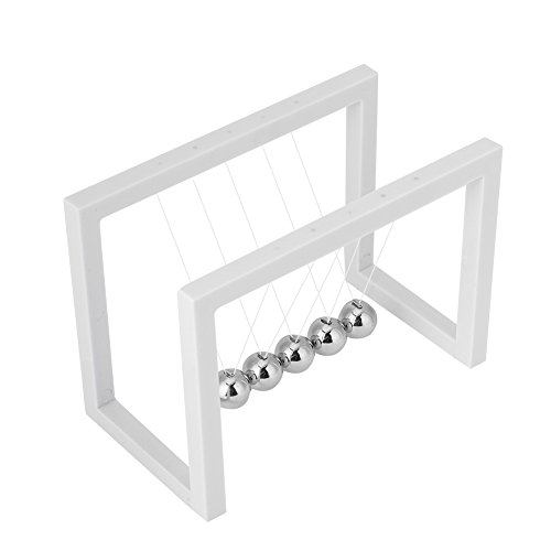 Balance Ball, Newton's Cradle Metal Momentum Conservation Pendulum Ball Physics Science Pendulum Steel Balance Ball, Home Office Decoration, Educational Table Toys, Physics Teacher (White) #TOP1