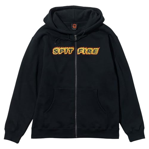 Spitfire Wheels Hoody Flames Script Zip Black