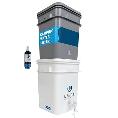 Uzima UZ-2 Camping Water Filter and Drinking Water Filter System, Portable Survival Camping Essentials, Backpacking Purification Gear for Glamping, Hiking, and Hunting Essentials and Military Gear