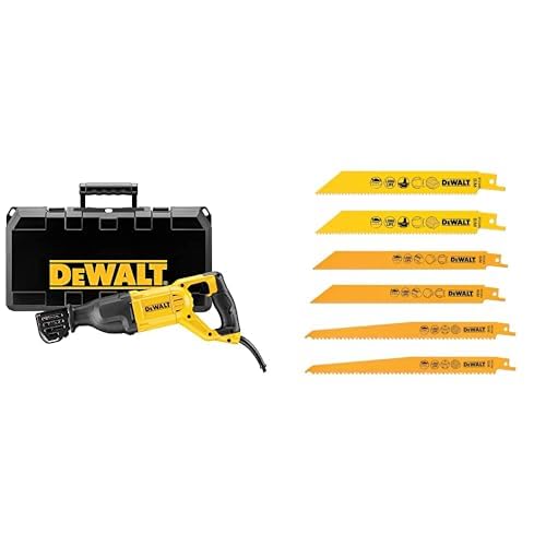 Scie sabre DEWALT filaire vitesse variable coffret de rangement et lames de scie sabre set de 6