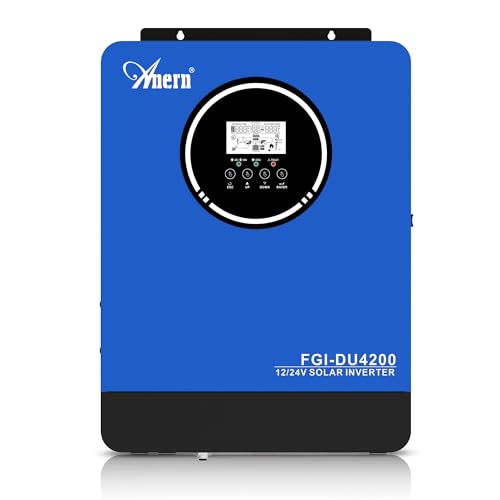 Anern Inverter ibrido 4200W, riconoscimento automatico 12/24V, uscita CA 230V, dotato di regolatore solare 100A, PV 55~500VDC, Inverter fotovoltaico con interfaccia BMS, per batterie 12/24V