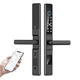 HIFAM Fingerprint Door Lock, TUYA APP Control Smart Lock Electronic Door Lock with Code Passcode Biometric Door Handle, IC Card Key Unlock