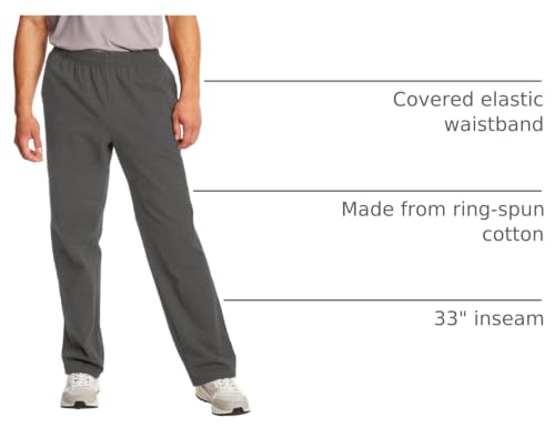 Image of Hanes Men's Sweatpants, Essentials Midweight Cotton Jersey Lounge Pants - Open Bottom - Pockets - 32 inch