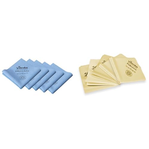 Vileda Professional Bayeta PURmicro Activa Azul Unidades + Bayeta PURmicro Active Amarilla 5 unidade