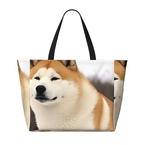 Beach Bags For Women Large Waterproof Sandproof Beach Tote Bag Lightweight Zipper Carry On Bag Akita Pool Bag For Gym Travel Vocation2