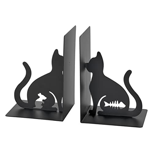 Baroni Home Sujetalibros de Metal, con Gatos