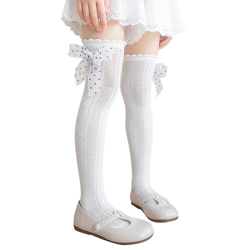 Soft & Breathable Girls Over Knee Length Socks Cotton Lace Ruffle Bowknot Tube Stockings For Sweet Charm Sweet Stockings