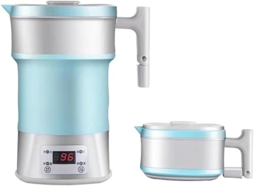 QINMOZH 折りたためるケトル 電気ケトル 電圧切替式 海外でも使える 携帯ポットシリコン キャンプ ポット 湯沸かしコンパクト 携帯便利 旅行用品 (ブルー)
