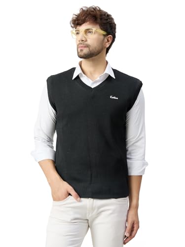 Image of Kvetoo V Neck Sleeveless Winter Wool Sweater for Men