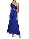 Cocktail Astrapahl Damen Kleid One Shoulder mit Pailletten, Maxi, Einfarbig, Gr. 44, Blau