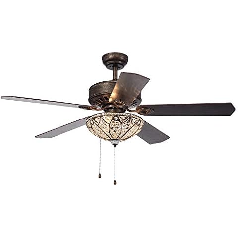 Warehouse of Tiffany Ceiling Fan with Crystal Shade and Wooden Blades Cover