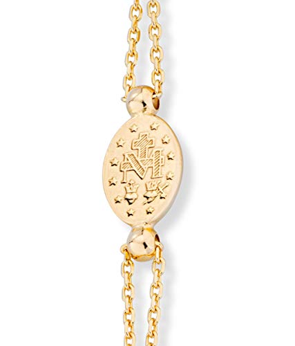 Miabella 18K Gold Over 925 Sterling Silver Italian Natural Black Spinel Rosary Cross Charm Bead Bracelet for Women, Adjustable Link Chain 6 to 8 Inch Handmade in Italy4