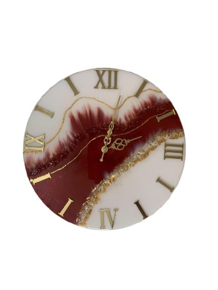 Round Resin Wall Clock with Roman Numerals, Decorative Marble Pattern Silent Analog Wall Clock for Living Room Bedroom Office Home Décor, 12 Inch-image-20
