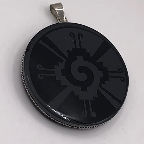 1.9 Obsidian round pendant engraced Necklace scrying, disk, polished, Black mirror, handmade, Healing Crystal, Obsidian stone, Amulet, Spiritual Necklace 1.9 diameter4