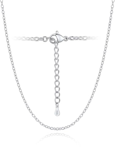 Silvora Stapelbare Damen Panzerkette Silber 2mm breit Edelstahl Kubanische Gliederkette Edelstahlkette Damen Ankerkette 46cm lang Frauen Rolokette Halskette Silber ohne Anhänger