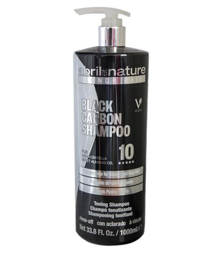 abril et nature - Champú profesional matizador de amarillos Black Carbon - Cabellos decolorados o con canas - Protege y Repara - Hidratación y Nutrición de larga duración - Suavidad y Brillo - 1000ml