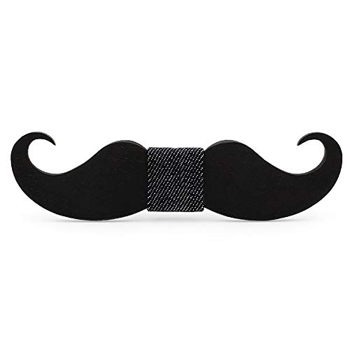 BOBIJOO Jewelry - Papillon in Legno Scuro, Baffi, Fatto a Mano, tipo" Man-in-la Scelta Gentiluomo Cravatta - Regolabile, N07