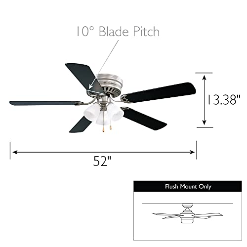 Image of Design House Millbridge Hugger Ceiling Fan, 52 inch, Satin Nickel | , Ceiling Mount, Traditional, Steel, Fans, 157388-SN