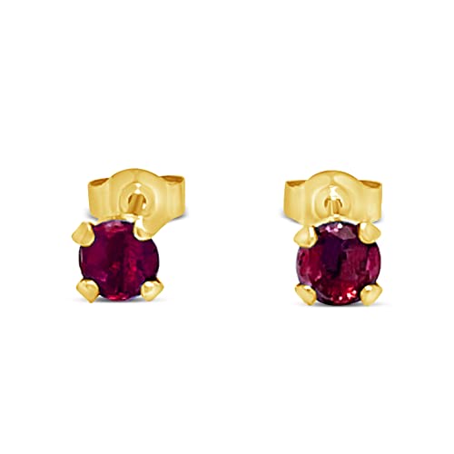 Jewelry Bliss 14K Yellow Gold Stud Earrings, Genuine Red Ruby Small Stud Earrings, 3Mm Round Stud Earrings, July Birthstone For Women, Valentine's Day, Mother's Day, Anniversary, Birthday, Wedding #TOP2