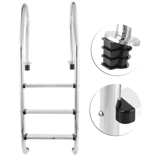 Escalera para piscina de acero inoxidable con 3 peldaños antideslizantes miniatura 7