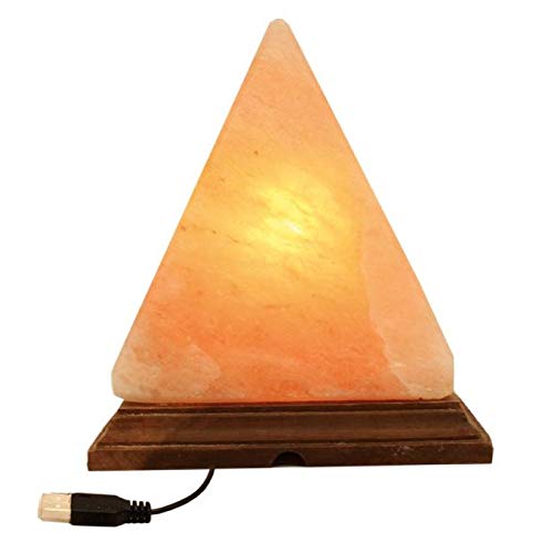 Lámpara Pirámide USB Led Sal Del Himalaya Cambio de Color Multicolor Base Madera Luz Colores