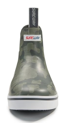 Image of SUREWAY Men's Deck Boots Professional Non-Slip Fishing & Ankle Boating Boot Waterproof Rain Boots, Lightweight Neoprene Rubber Deck Boots