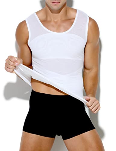 Arjen Kroos Men's Slimming Shirt Mesh Compression Shirt 4-Way Stretch Body Shaper for Chest,Abdomen & Posture Support3