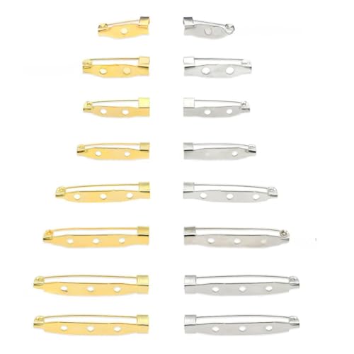 Image of Satra Traders Hole Metal Brooch Pin, Lock Pins, Backs Safety Clasp Brooch Pin, Jewelry Pins for DIY Craft Making | 100pcs (40mm 3 Hole-Golden)