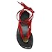 Molozoey Suede Flat Sandals for Women with Metal Circular Ankle Strappy Ladies Fashion Cute Summer Flip Flops RED Sandals Dressy.