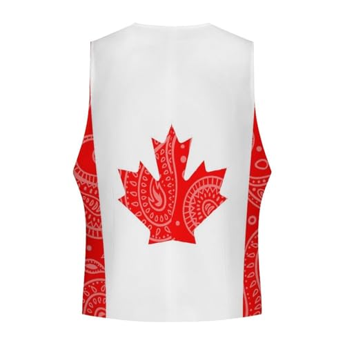 Canadian Flag Paisley Pattern Novelty Men's Suit Vest Funny Formal Dress Vests Business Waistcoat4