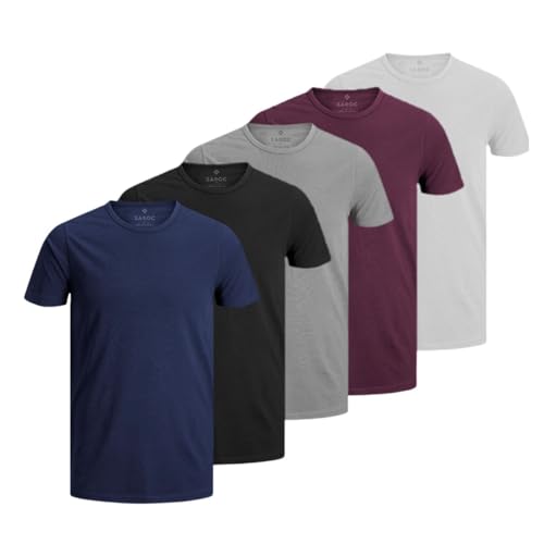 Kit 5 Camisetas Masculinas Básicas Algodão Premium 30.1 by ZAROC (BR, Alfa, G, Regular, Preto/Marinho/Branco/Cinza/Bordô)