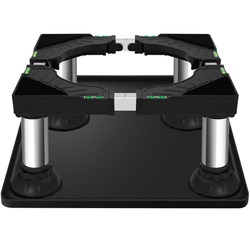 Image of Ailahloe 8.2" to 9.4" Height Mini Fridge Stand with 23.6" Silicone Mat, Universal Appliance Base with 4 Sturdy Feet Heavy Duty Laundry Pedestal for 15.7-25.6 Inch Appliance 440 Pounds Stand (Black)