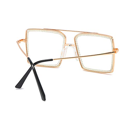 Image of willochra Fashion Diamond Set clear lens Sun Glasses Women's Square Man-made Diamond Handmade Sun Glasses uv400
