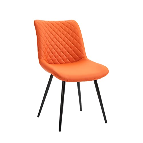 Silla de comedor tapizada de piel sintética con patas de metal Cover