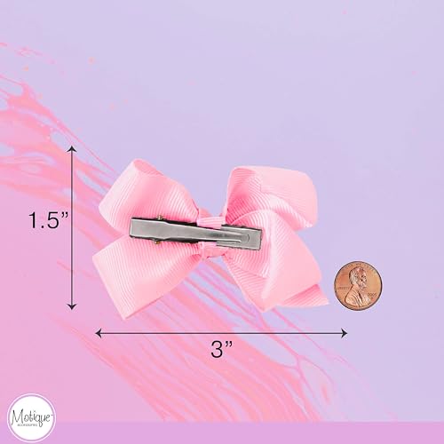 Image of Small Solid Bow for Girls - Set of 12 (Light Pink)