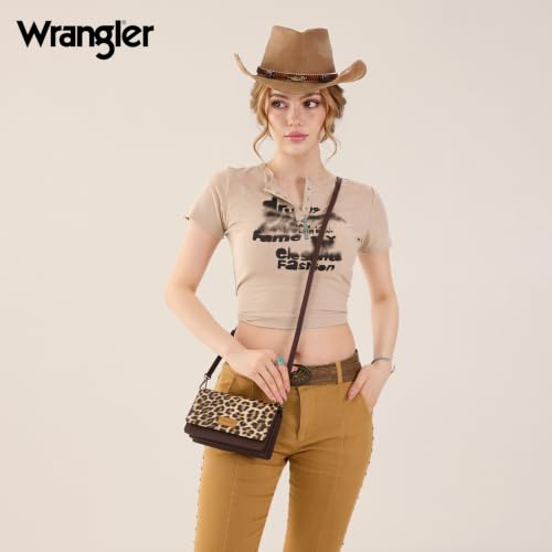 Image of Wrangler Small Crossbody Purse for Women, RFID Wallet with 6 Card Slots | Compact RFID Crossbody Wallet with 3 Compartments, 6 Card Slots, Center Zip Pocket and Removable Adjustable Strap