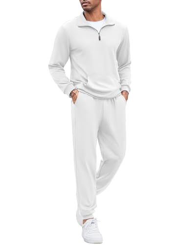 Survêtement homme blanc pour le sport et la détente ensemble décontracté 3XL