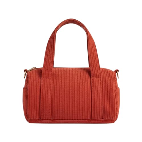 Mini bolsa transversal de veludo cotelê para mulheres e meninas, bolsa de mão estilo bolsa esportiva amarela, bolsa de ombro pequena macia com alça ajustável, Terracota, Medium, Clássica, moderna
