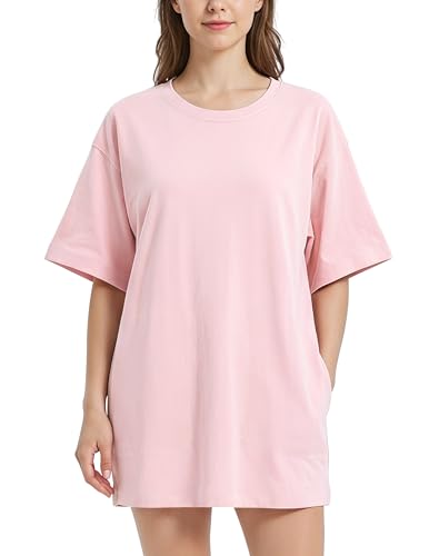 Image of VIUTIL Womens Oversized T Shirt Dress Short Sleeve Crewneck Cotton Mini Dress with Pockets 2026 Casual Summer Clothes