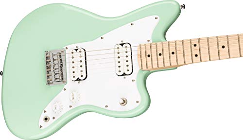 Image of Fender Squier 3 /4-Size Kids Mini Jazzmaster Electric Guitar - Surf Green Bundle with Amplifier, Instrument Cable, Tuner, Strap, Picks, Online Lessons, and Austin Bazaar Instructional DVD