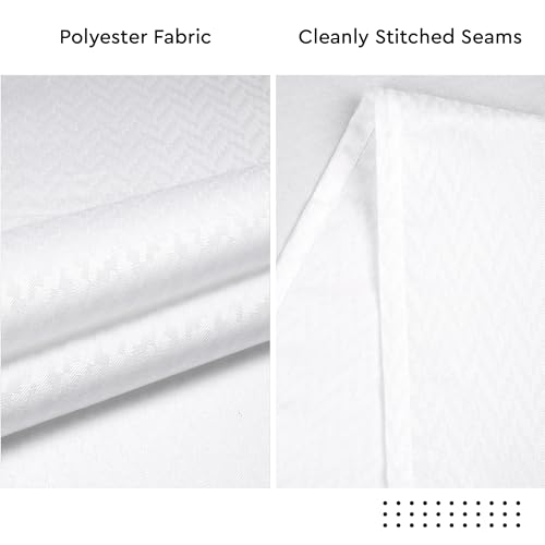 Image of Encasa XO Dining Table Cover Rectangular 142x183 cm | Waterproof Textured Polyester Dining Table Cloth | Machine Washable Tablecloth | ZZ White