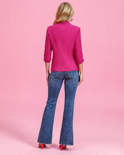 Roskiky Blazer Damen Elegant Damen Jacke Dressy 3/28 Ärmel Blazer L