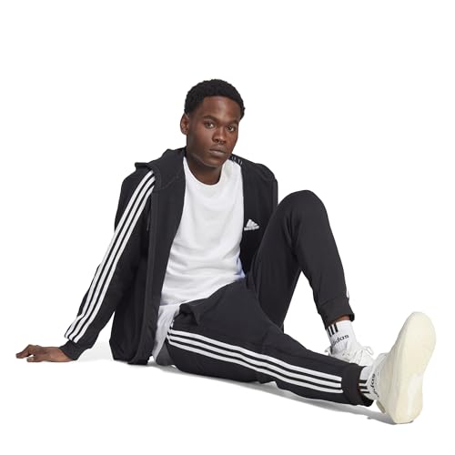 Image of adidas Essentials Men's Fleece 3-Stripes Full-Zip Hoodie Top with Hood